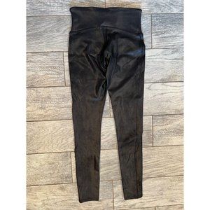 Spanx Medium Leggings Yoga Pants Sara‎ Blakely Black Faux Leather Moto Stretch